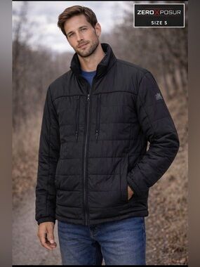 ZeroXposur men's quilted puffer jacket. Size small Black